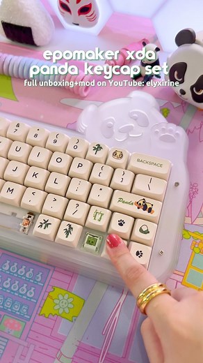 Jasmin Ang on Instagram: "this has to be the thockiest keyboard in my keeb collection! meet @epomakerkeyboard's Mini Panda 64 Keyboard kit 🐼💚 I enjoyed modding and assembling this! see how the panda keycaps looks so perfect on it. Its absolutely impawssible to ignore how cute it is with its innovative Panda-shaped design! it will be our fluffy friend who will greet us with a smile! this keeb left me bamboo-zled 🎋ฅʕ•ᴥ•ʔ 🔝 watch me build and mod this keyboard on my YouTube Channel: Elyxirine [