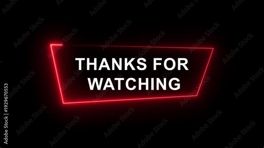 Neon Thanks for Watching Outro Animation for YouTube End Screen and Social Media Video