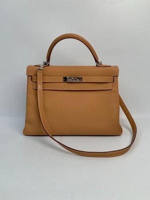 SJ0001 QQ2767 Hermes Kelly 35 Retourné Handbag in Gold Togo Leather with Palladi | eBay