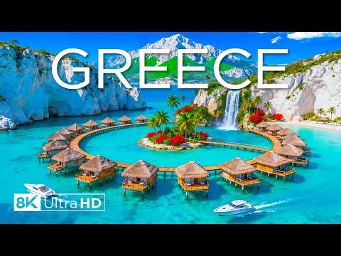 Greece 8K Drone Footage – Stunning Turquoise Waters with White Villages & Crystal Seas