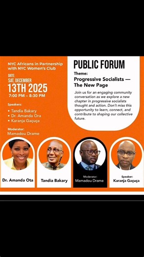 NYC Africans is inviting you to a scheduled Zoom meeting. Topic: Progressive Socialists — The New Page Time: Dec 13, 2025 07:00 PM Pacific Time (US and Canada) Join Zoom Meeting https://us06web.zoom.us/j/82333405132?pwd=i9SZhdXCCZjbZImywucUcQUmwuto9a.1 View meeting insights with Zoom AI Companion https://us06web.zoom.us/launch/edl?muid=303d8707-2b60-425c-b9c9-20979dc019ae Meeting ID: 823 3340 5132 Passcode: 569195 --- One tap mobile 13092053325,,82333405132#,,,,*569195# US 13126266799,,823334051