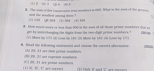 (1) 2(2) 3(3) 4(4) 5The sum of five consecutive even number... | Filo