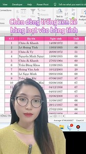 1K views | Chèn dòng trống xen kẽ hàng loạt vào bảng tính excel. Mua sách tặng ngay khóa học video hướng dẫn thực hành+ Bộ tài liệu làm việc, Sách word, excel, powerpoint giá 198k. Đặt tại đây nhé sếp ơi : https://daykemtinhocvungtau.com/sachtinhoc - Nguồn: thuydungle1809 | Học Tin học văn phòng chuyên nghiệp Vũng Tàu | Facebook