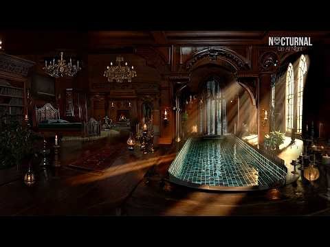 Gothic Victorian Hotel Room 🕯️ Private Luxury Pool Ambience | Dark ASMR Escape