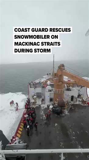 A snowmobiler had to be rescued in blizzard conditions Sunday off the west shore of Mackinac Island. Mackinac Island firefighters set out on the ice to attempt a rescue in whiteout conditions. They were able to hand off the rescue to the USCG Cutter Mackinac. The Coast Guard says the person was brought aboard, received medical care, and is in stable condition. The snowmobile was also recovered. (Video provided by USCG Great Lakes) #USCG #coastguardrescue #mackinacisland