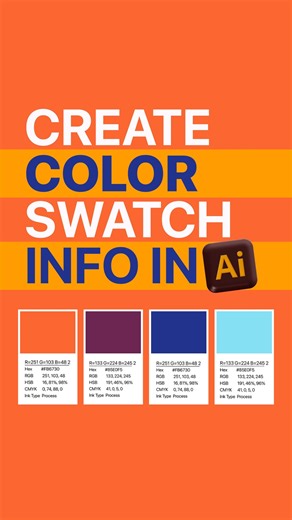Shakil Islam on Instagram: "Get color codes Automatically in Illustrator👀🤯 Easy, right? 🔥 Don’t forget to save this for later✨ #graphicdesign #graphicdesigner #illustratortips #tipsandtricks #illustratortutorial #graphicdesigntips #tutorial #illustrator #graphicdesigners"