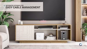 Modern 70” TV Stand for Living Room or Bedroom, Elegant Entertainment Center with Cabinet and Storage, Oak TV Stand with Cable Management fits Screens up to 70" When Measured Diagonally, Natural Oak