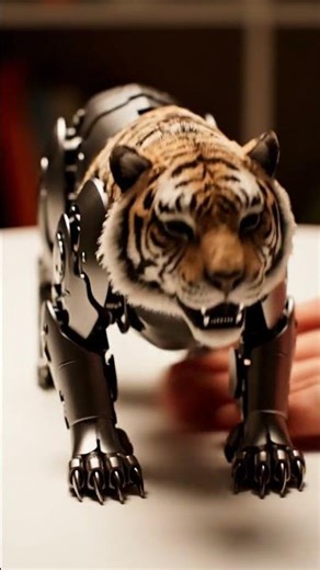 Metal Cube Transformation Into Robot Tiger
