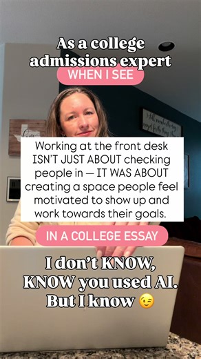 By this point, most students are smart enough to remove the em-dash from essays they’ve run through AI. But what they don’t realize is the subtle sentence patterns that start creeping into everyone’s writing. AI isn’t going anywhere. And writing a college essay ISN’T ABOUT getting every sentence perfectly polished — IT’S ABOUT giving admissions officers insight into who you are as an individual. (see what I just did right there 😉) AI can be a powerful tool for brainstorming, thinking through id