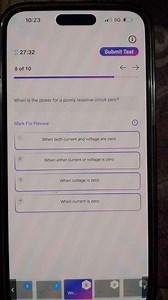 10:23(i)区 27:32Submit Test8 of 10When is the power for ... | Filo