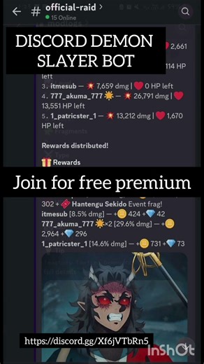 New disocrd demon slayer bot #discord #viral #shorts #demonslayer #discordserver #free