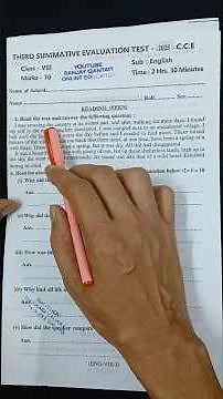 Class 8 English 3rd Unit Test Question Paper 2025 // Class 8 Final Exam Question paper 2025 English