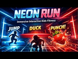 NEON RUN ⚡ Jump & Duck Interactive Game | Kids Fitness.LEVEL 1