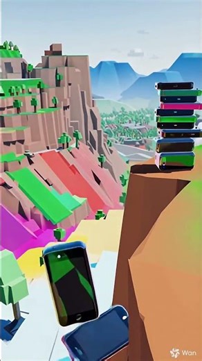 Roblox Mega Gadget Domino Crash Down the Cliff 🌄📱💥#Roblox #RobloxCity #RobloxWorld #dominoeffect