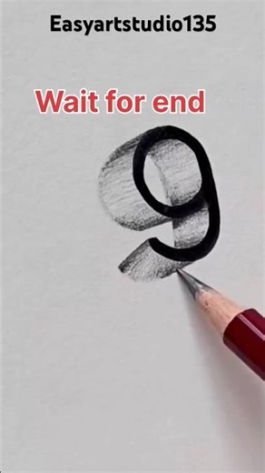 Easy 3D Number 9 drawing using pencil ✏️Watch till end 😍#drawing#pencilart#shorts#youtubeshorts