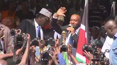 The people's president Raila Amolo Odinga swearing in. #raila