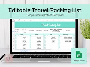 Travel Packing List for Travel Checklist Packing Vacation List for Travel Planner Kids Packing List Family Packing Editable Google Sheets - Etsy UK