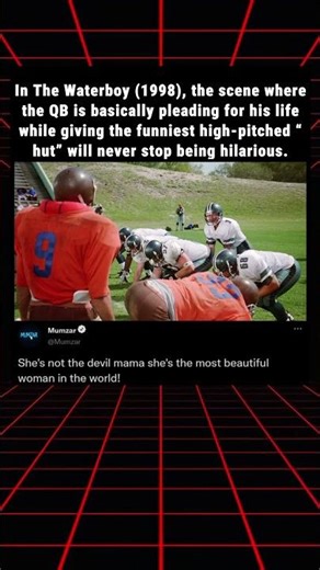 In The Waterboy (1998), the scene where the QB is basically pleading for his life while giving the