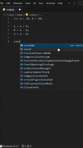 🔄 Swap Two Numbers in Seconds! (a=10, b=20) 😲