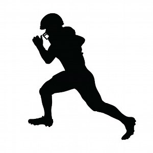 Running american football player, running footballer vector isolated...
