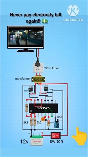 How to Make 12V DC to 220V AC Inverter | Power Your TV with a Battery ⚡ #Shorts