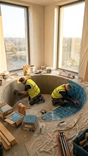 Luxury Indoor Pool Room Transformation 😱 Workers Build a Pool Inside a Room | Epoxy Glass Floor