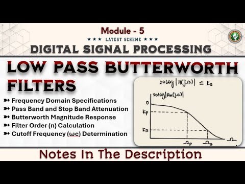 6.Design of Low Pass Butterworth Filters Explained Module 5 | 5th Sem ECE 2022 Scheme VTU BEC502