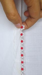 2M views · 14K reactions | Super unique pearl flower border lace hand embroidery tutorial! #handembroidery #reels #fypシ #fbreels #trending #everyone #stitch #facebookreels #handmade #viral #embroidery #shorts #fbreelsvideo #border #borderline #cute #reelsfb #pearls | RozaBird | Facebook