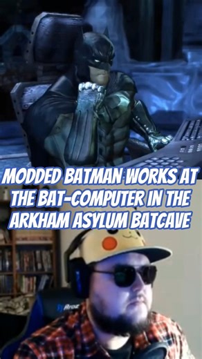 #modded #batman works at the Bat-Computer in the #arkhamasylum #batcave