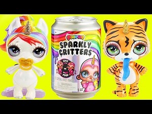 Slime Surprise ! LOL Dolls Babysit Poopsie Sparkly Critter Babies in Giant Soda Cans Prank