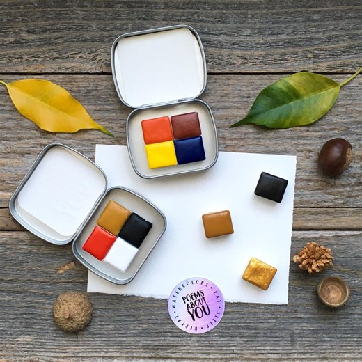 Handmade Watercolor Harmony Set: Four Color Palette, Illustration Travel Set - Limited Palette - Watercolor Illustration Palette - Etsy