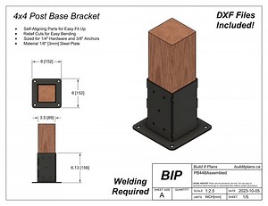 4x4 Post Base Bracket DXF Files: Pergola Base, Wall Mount (digital Download) - Etsy