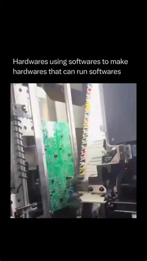Physics Uncovered on Instagram: "Modern technology does operate in this cyclical “hardware-software loop.” Factories and fabrication facilities use software, AI, and automated machinery to design, manufacture, and assemble hardware components like processors, memory chips, and devices. Those components then provide the platform for more advanced software, enabling faster computing, better AI, and more sophisticated design tools. This feedback loop—software enabling hardware creation, hardware po