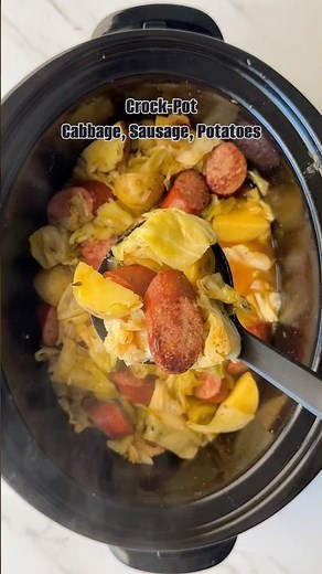Crockpot Cabbage, Sausage, Potatoes #slowcooker #crockpot #cabbagerecipe