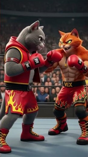 Meow meow cats fight 😻🐈 Cat boxing match Revenge, #cat #cute #aiimages #boxing #shorts