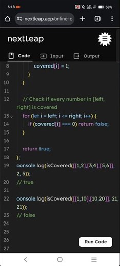 Check If All Numbers Are Covered | JavaScript Easy LeetCode Solution | Range Coverage Explained