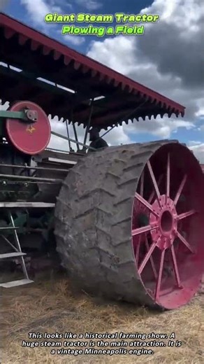 Giant Steam Tractor Plowing a Field