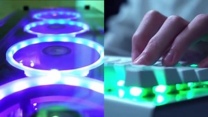 Gamer Playing Computer Game Split Screen Programmer Online Shopping Cyber