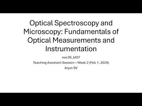 Optical Spectroscopy and Microscopy - Week 2 - 01/02/2026