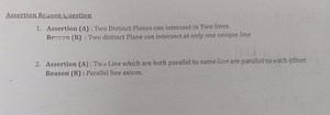Assertion Reason QuestionsAssertion (A): Two distinct planes ... | Filo