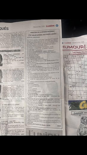 Concours École Nationale des Officiers de Mandilou 2024 – Ministère de la Défense Gabon