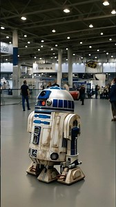 R2-D2 Transforms and Confronts Darth Vader with a Lightsaber at the Expo #starwars