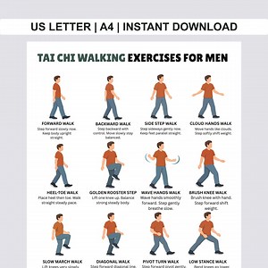 Tai Chi Walking Exercises for Men, Tai Chi Walking Printable, Tai Chi Poster PDF, Printable Tai Chi Exercise Chart, Tai Chi Walking Chart - Etsy