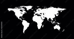 Animation of the plane's route on the world map. Flight from one destination to another. Airline concept. 4K animation with alpha channel