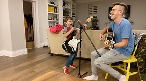 I have the best time jamming with this little guy after school. He’s making up his own words now though, I think he sang “I’m gonna do a trump that smells like pie”. Trump is his word for fart and we had pie for dinner so I guess it makes sense 😂. Sorry Weezer. 🤘🏻 | Tom Fletcher
