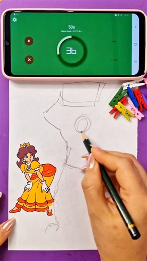 Supermario Galaxy drawing challenge:50s Princesses Daisy art challenge #supermario #shortsfeed