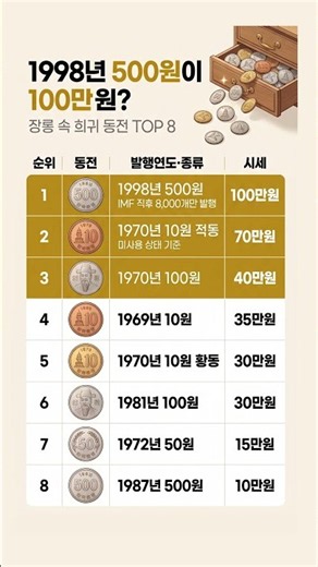 1998년 500원이 100만원? 장롱 속 희귀 동전 TOP 8