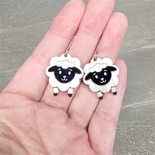Scottish Blackface Sheep Acrylic Earrings: Dainty Farm Animal Statement Jewelry - Etsy