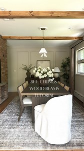 14K views · 11K reactions | So many questions about my dining room wood beams lately! How tall are my ceilings? Are they faux beams? Did you make your beams? How did you make them? Here is a quick tutorial! Please let me know if you have any more questions! ##diyprojects #interiordesign #diningroomideas #diningroomdecor #diningroomdesign #woodbeams #organicmodern | Theedgewoodhome | Facebook