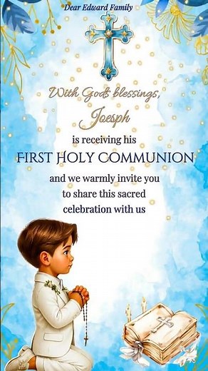 Communion1 | First Holy Communion Invitation Video | Custom Communion Invite for WhatsApp
